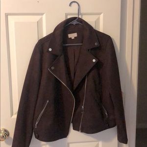 Ann Taylor loft wine Moto jacket size large